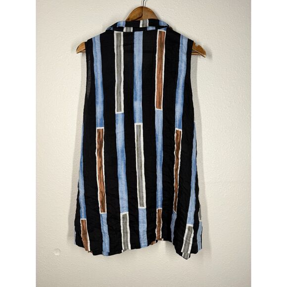 Vincente Womens Striped Tank Top Sz L Lagenlook Boho Beachy Artsy Coastal - Picture 5 of 8